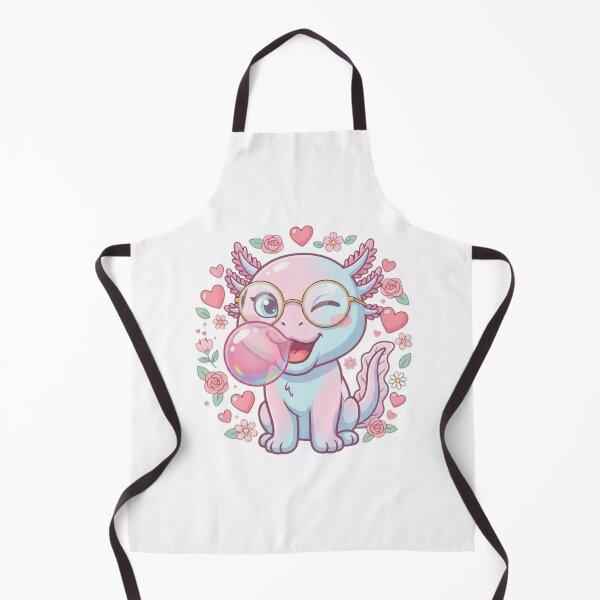 Item preview, Funny Axolotl Blowing Pink Bubble Gum Kawaii Girly Hearts & Flowers Aesthetic Design designed and sold by bilal sibgui.