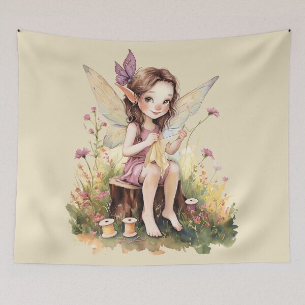 Item preview, Sewing seamstress embroidery cute girl fairy woodland elf designed and sold by BigMRanch.
