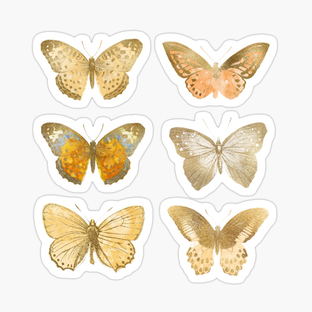 gold butterfly decals