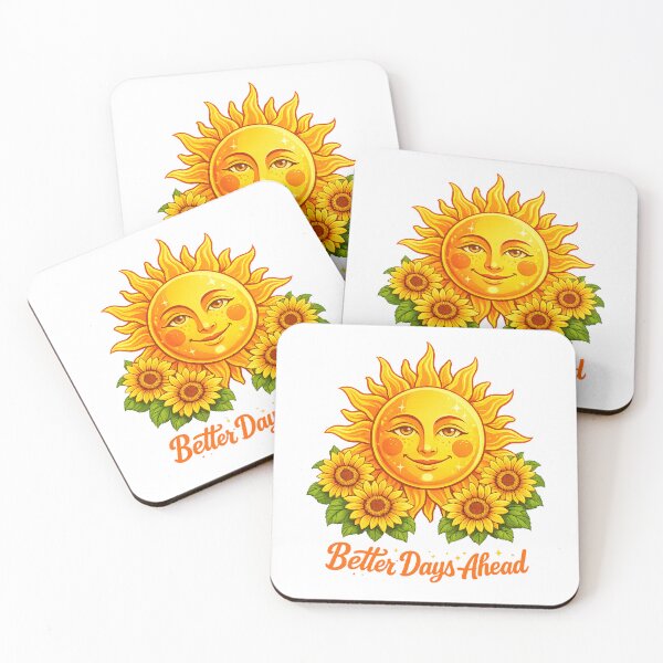 Item preview, Better Days Ahead Sun Face Sunflower Positive Affirmation Celestial Optimism Uplifting Statement designed and sold by The Junto Shop.