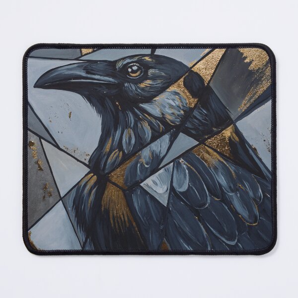 Item preview, Geometric Raven in Gray and Gold designed and sold by Agnieszka Gajewska art.