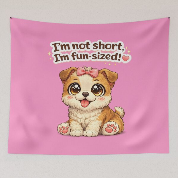 Item preview, Funny Cute Bulldog Big Eyes Kawaii Puppy I’m Short I’m Fun Sized designed and sold by StickyDelights.