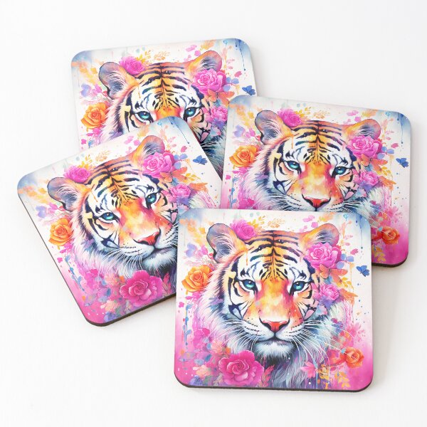 Item preview, Pink Fantasy Tiger Art Adorned With Colorful Flowers designed and sold by DEC02.
