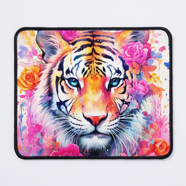 Item preview, Pink Fantasy Tiger Art Adorned With Colorful Flowers designed and sold by DEC02.