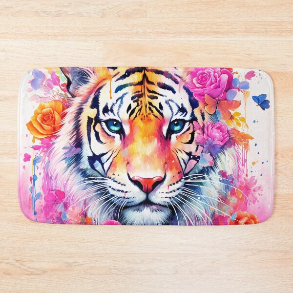 Item preview, Pink Fantasy Tiger Art Adorned With Colorful Flowers designed and sold by DEC02.