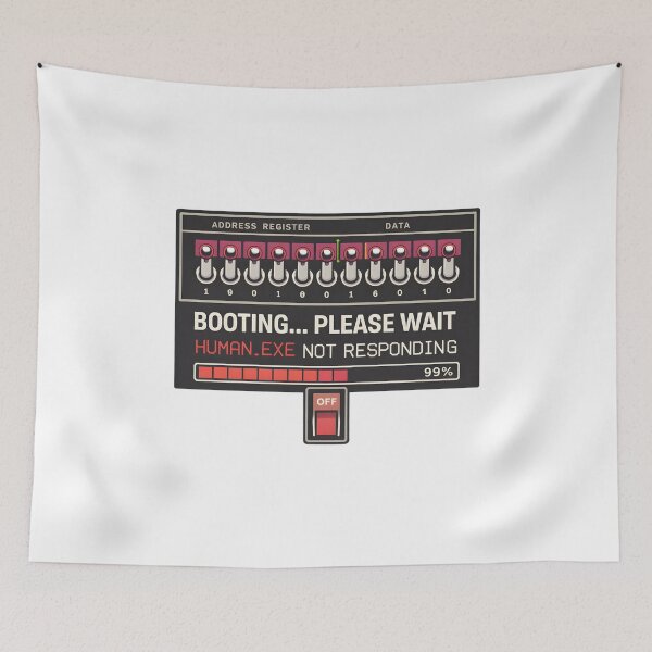 Item preview, Booting Please Wait Shirt – Retro Computer Front Panel, Geek Humor Tee, Human.exe Not Responding Design designed and sold by lamiarte.