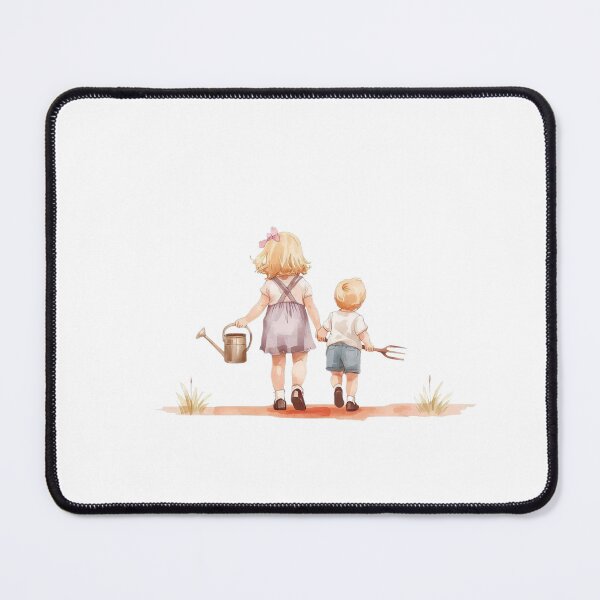 Item preview, Vintage Watercolor Sibling Gardeners - Nostalgic Nursery Art designed and sold by The-HistoryGirl.