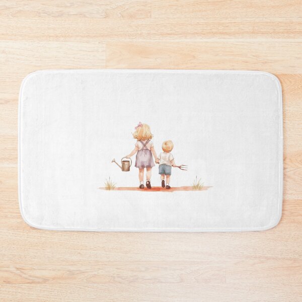 Item preview, Vintage Watercolor Sibling Gardeners - Nostalgic Nursery Art designed and sold by The-HistoryGirl.