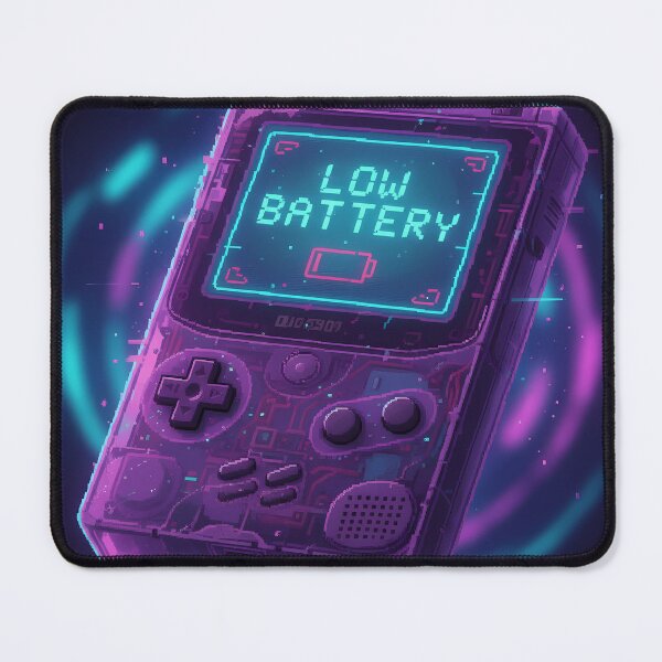 Item preview, Neon Retro Handheld Console - Low Battery Glitch Art | Synthwave Gamer Decor designed and sold by RBCTk.