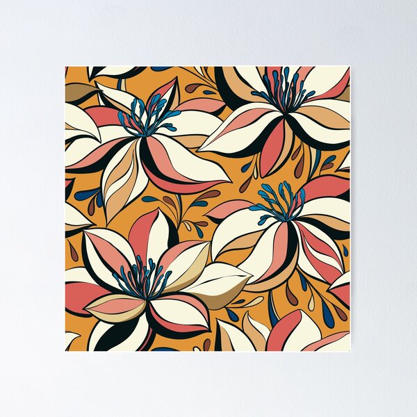 Item preview, Mustard Floral Seamless Pattern | Modern Botanical Retro Flowers designed and sold by MonNoir.