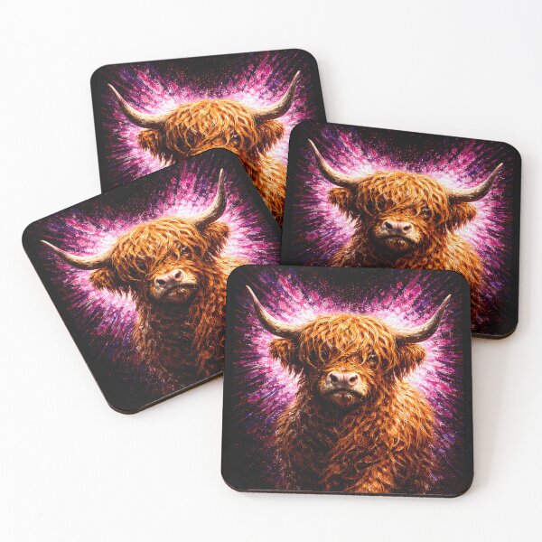 Item preview, Majestic Highland Cow In Pink Light Burst designed and sold by Vista Atelier.