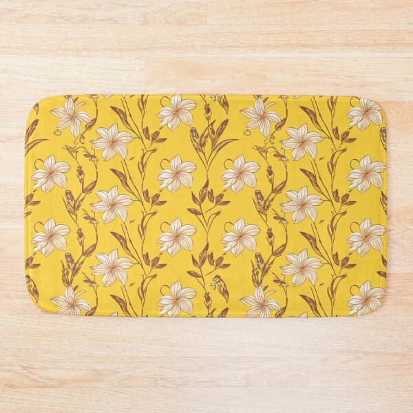 Item preview, Plumeria Flower Pattern Glowing Yellow Background designed and sold by burbankdesigns.