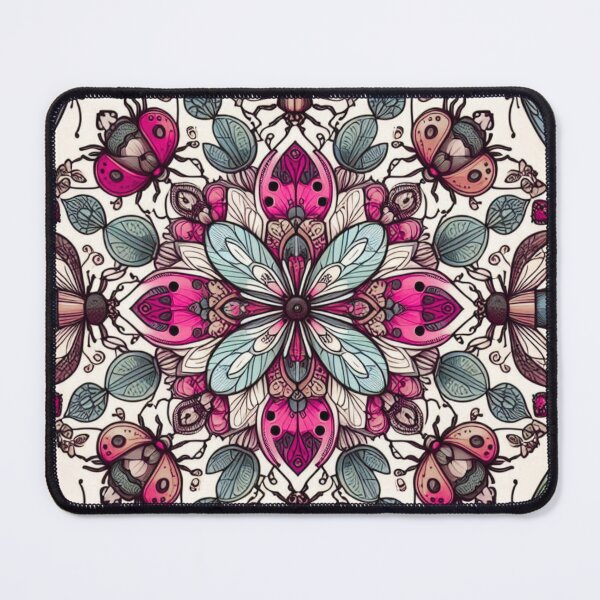 Item preview, Whimsical Insect Mandala Pattern in Pink and Blue designed and sold by Lougud.
