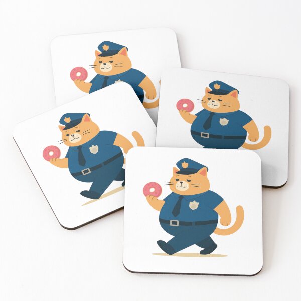 Item preview, Chubby Police Cat Eating Donut Funny Design designed and sold by Snacky Paws.