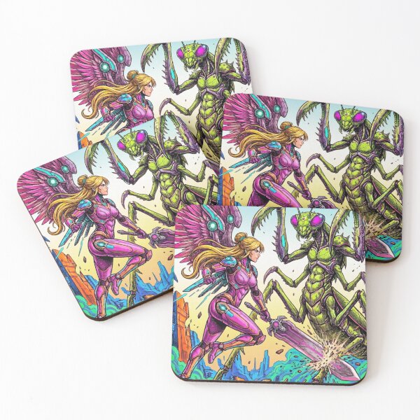 Item preview, Warrior girl confronts praying mantis. designed and sold by PP&RAINBOW SHOP.