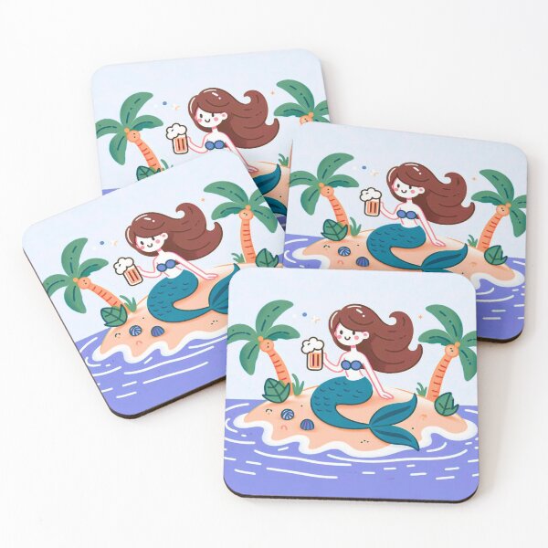 Item preview, Whimsical Mermaid Beer on Tropical Island Art designed and sold by Lougud.