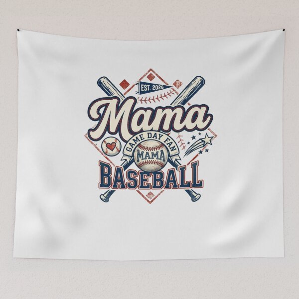Item preview, Mama Baseball Game Day Fan EST 2026 - Vintage Sports Style designed and sold by Lozarux.