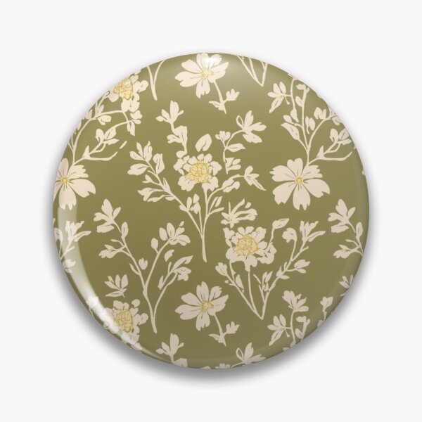 Item preview, Cream Flower Pattern On Olive Green Background designed and sold by burbankdesigns.
