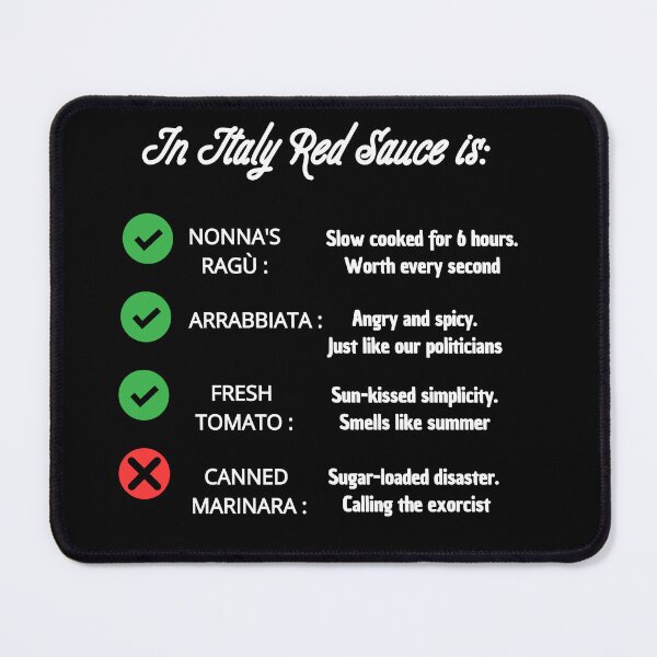 Item preview, Funny Italian Food Rules: Authentic Red Sauce vs Canned Marinara Black Version designed and sold by TheItaliandilemma.
