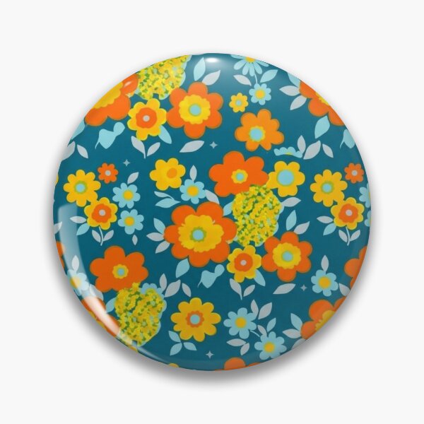 Item preview, : Vibrant Orange & Yellow Blooms on Deep Teal designed and sold by BLUESKY11a.