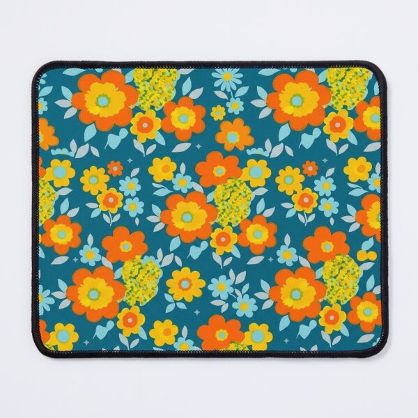Item preview, : Vibrant Orange & Yellow Blooms on Deep Teal designed and sold by BLUESKY11a.