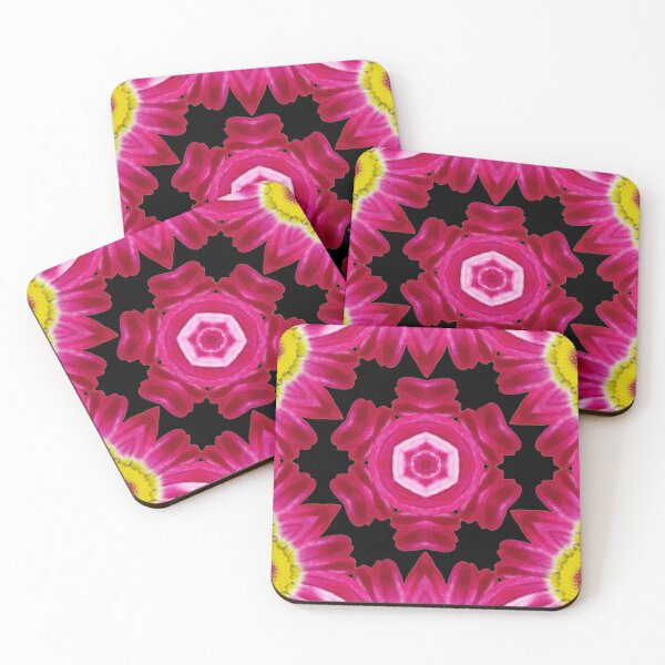 Item preview, Bold Pink Floral Pattern on Black – Striking Kaleidoscope Design designed and sold by SilentBloomLab.