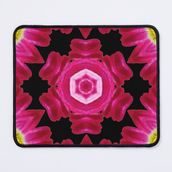 Item preview, Bold Pink Floral Pattern on Black – Striking Kaleidoscope Design designed and sold by SilentBloomLab.