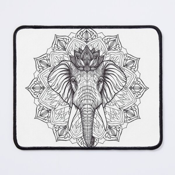 Item preview, Elephant Lotus Mandala Spiritual Line Art designed and sold by suryabumblee.
