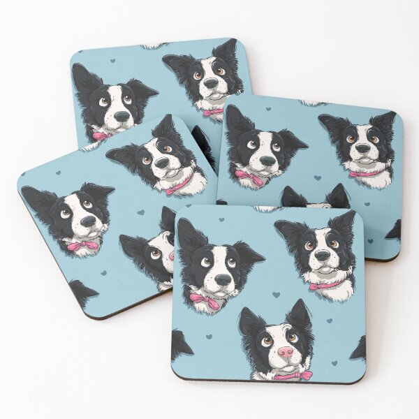 Item preview, Adorable Border Collie Dog Faces Pink Bows designed and sold by NicolasGlowArt.