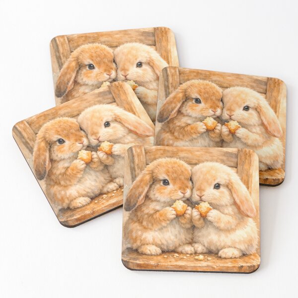 Item preview, Adorable bunnies sharing a snack designed and sold by paulrommer.