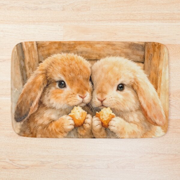 Item preview, Adorable bunnies sharing a snack designed and sold by paulrommer.
