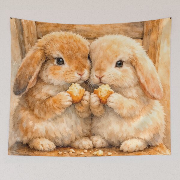 Item preview, Adorable bunnies sharing a snack designed and sold by paulrommer.