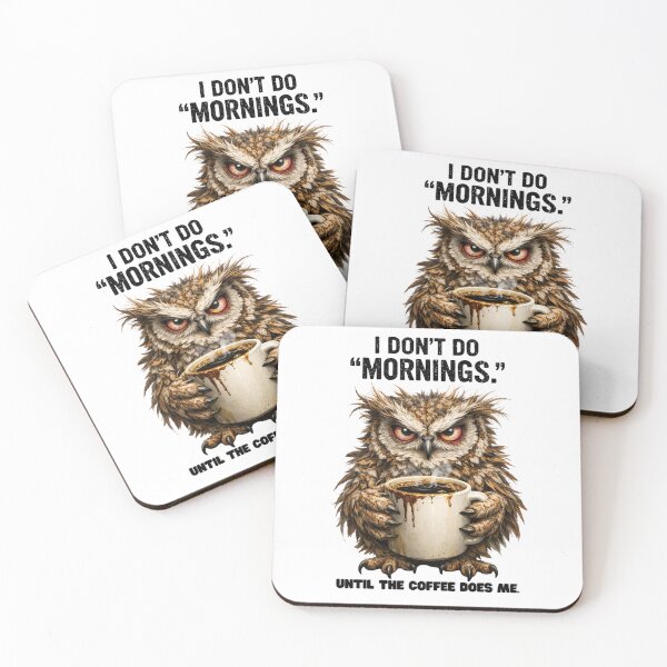 Item preview, Funny Owl Holding Coffee - I Don't Do Mornings Grumpy Owl Design designed and sold by VeloraCrafts.