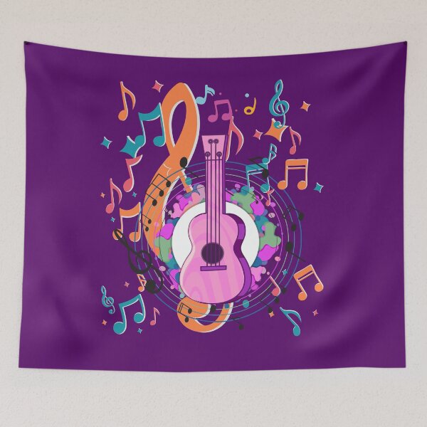 Item preview, Colorful Ukulele Music Notes Design - Cute Guitar Art for Music Lovers. designed and sold by LunaPrintCo.