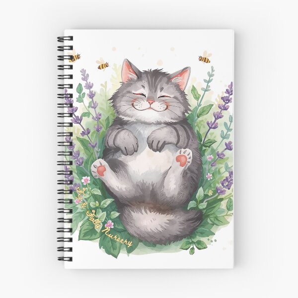 Item preview, Blissful Watercolor Cat in Lavender and Bees Garden designed and sold by The-HistoryGirl.
