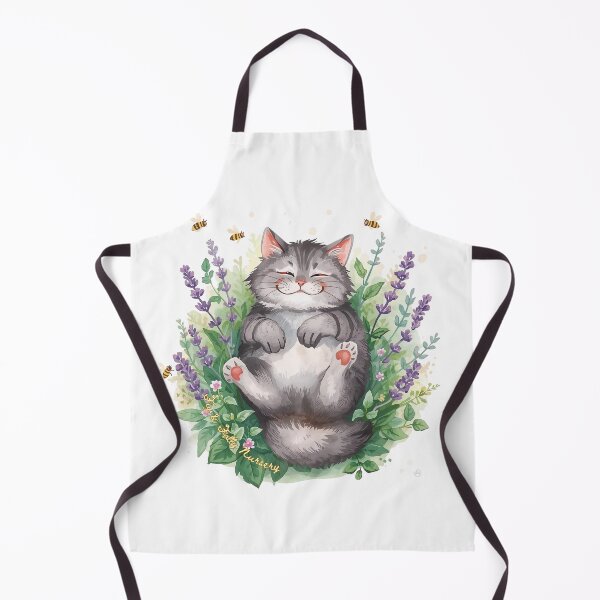 Item preview, Blissful Watercolor Cat in Lavender and Bees Garden designed and sold by The-HistoryGirl.