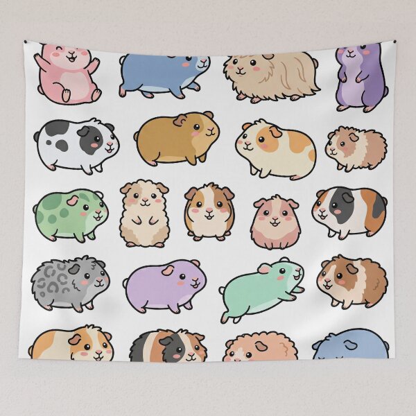 Item preview, Kawaii Guinea Pig Sticker Sheet Cute Cavy Doodles and Pastel Pets designed and sold by VineVibe16Studio.