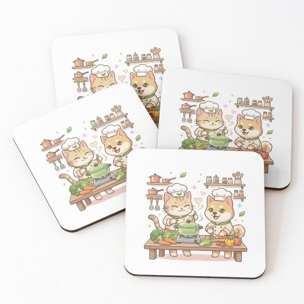 Item preview, Cute Vegan Cat and Dog Chef Sticker – Plant-Based Cooking Kitchen Friends Illustration designed and sold by wildbest.