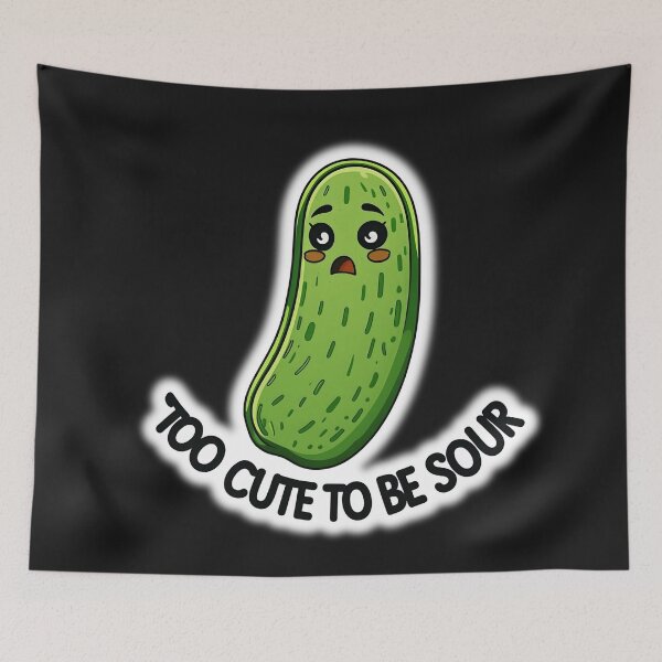 Item preview, Too Cute To Be Sour Funny Pickle Sticker – Cute Kawaii Pickle Meme, Funny Food Pun, Aesthetic Cute Food Cartoon Sticker for Laptop & Water Bottle designed and sold by Basma Designs | Funny Shirts, Stickers & Mugs.