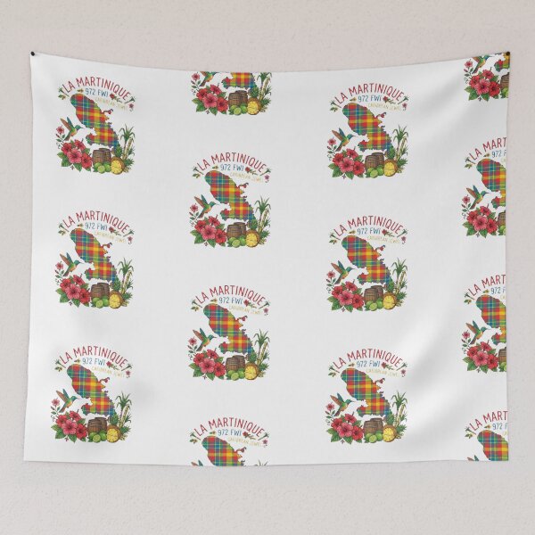 Item preview, Vibrant Martinique Map - Traditional Madras Heritage & Tropical Nature  Carte de la Martinique - Motif Madras Traditionnel et Nature Tropicale designed and sold by  Multi creative .