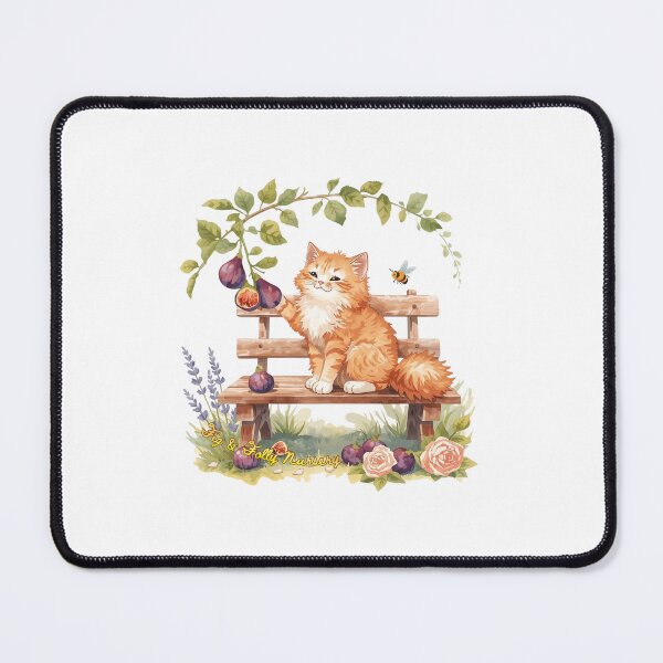 Item preview, Orange Tabby Kitten on Garden Bench - Fig & Folly Nursery Illustration designed and sold by The-HistoryGirl.