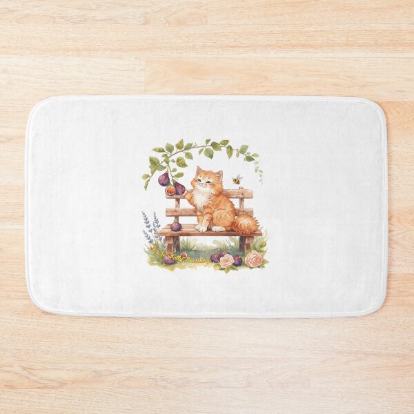 Item preview, Orange Tabby Kitten on Garden Bench - Fig & Folly Nursery Illustration designed and sold by The-HistoryGirl.