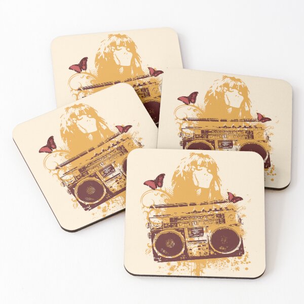 Item preview, Frutiger Metro - Orange Boom Box - Female portrait and butterflies designed and sold by Pics'Elle Creations.