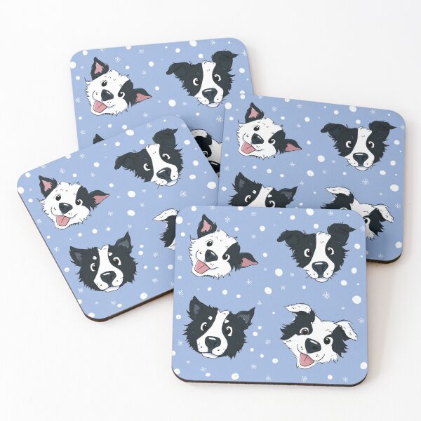 Item preview, Adorable Border Collie Dog Faces Winter Snow Pattern designed and sold by NicolasGlowArt.