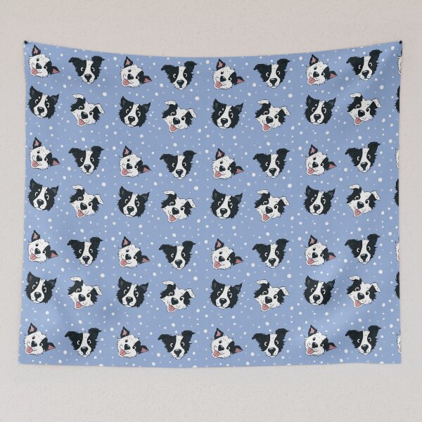 Item preview, Adorable Border Collie Dog Faces Winter Snow Pattern designed and sold by NicolasGlowArt.