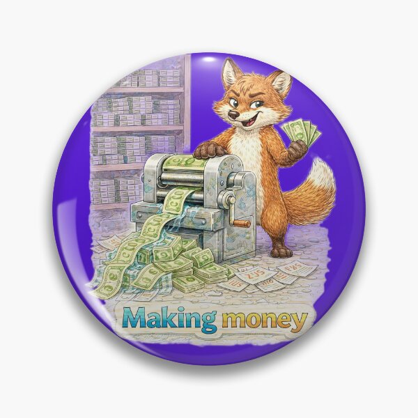 Item preview, Fox Making Money Sticker – Funny Printing Cash Animal Art designed and sold by Felixuss.