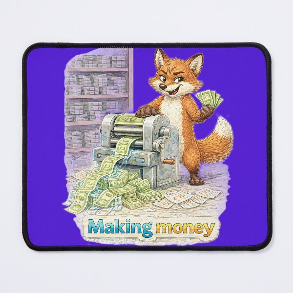Item preview, Fox Making Money Sticker – Funny Printing Cash Animal Art designed and sold by Felixuss.