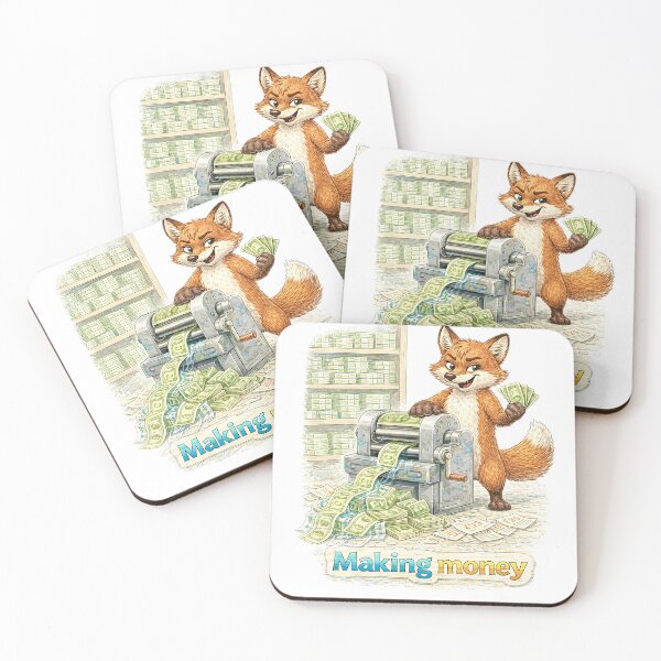 Item preview, Fox Making Money Sticker – Funny Printing Cash Animal Art designed and sold by Felixuss.