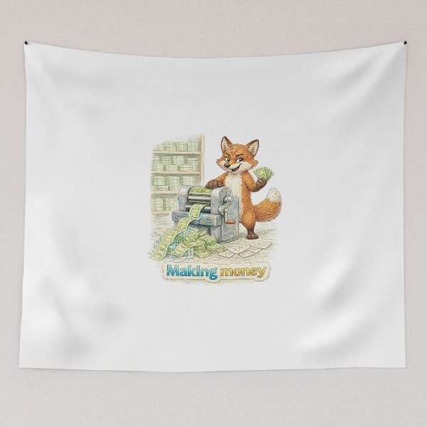 Item preview, Fox Making Money Sticker – Funny Printing Cash Animal Art designed and sold by Felixuss.