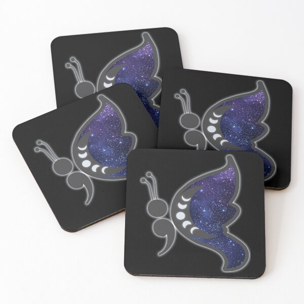 Item preview, Semicolon Butterfly – Mental Health Awareness Galaxy Moon Design designed and sold by Leslie Makes Stuff.